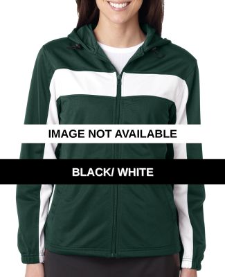 7905 Badger Ladies' Brushed Tricot Hooded Jacket BLACK/ WHITE