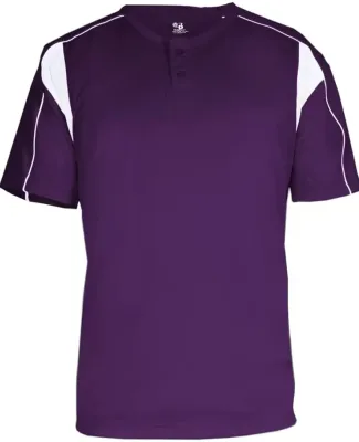 7937 Badger Adult Pro Placket Henley Tee Purple/ White