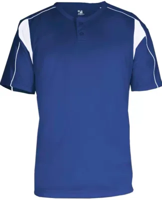 7937 Badger Adult Pro Placket Henley Tee Royal/ White