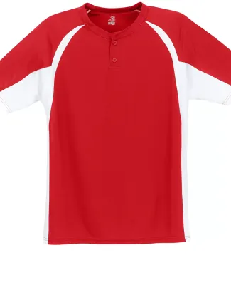 7938 Badger Adult Hook Placket Tee in Red/ white