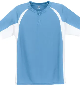 7938 Badger Adult Hook Placket Tee in Columbia blue/ white
