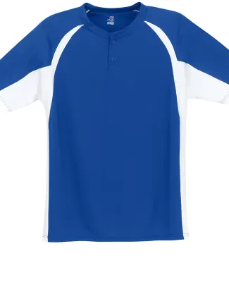 7938 Badger Adult Hook Placket Tee in Royal/ white