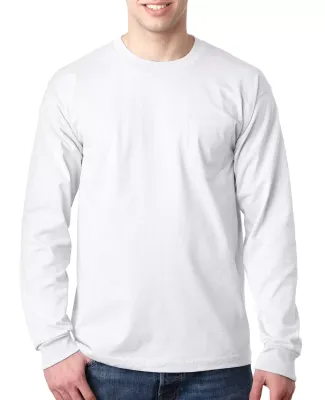 8100 Bayside Adult Long-Sleeve Cotton Tee with Poc White
