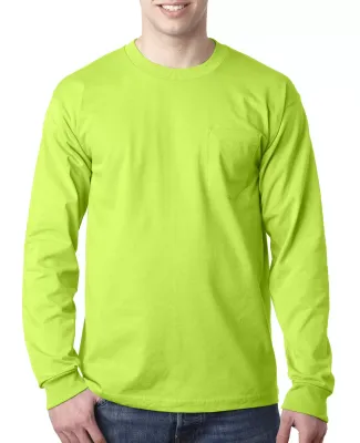 8100 Bayside Adult Long-Sleeve Cotton Tee with Poc Lime Green
