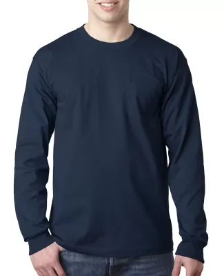 8100 Bayside Adult Long-Sleeve Cotton Tee with Poc Navy