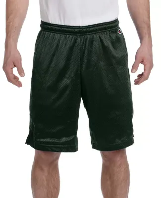 8731 Champion Logo Adult Mesh Shorts in Athletic dark green