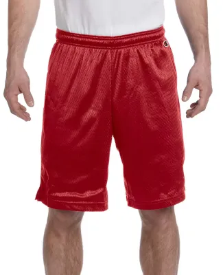 8731 Champion Logo Adult Mesh Shorts in Scarlet