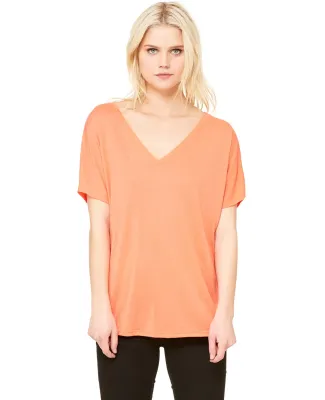 BELLA 8815 Womens Flowy V-Neck T-shirt in Coral