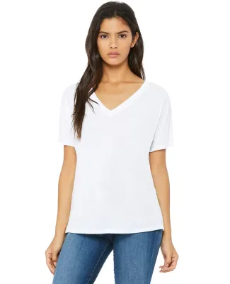 BELLA 8815 Womens Flowy V-Neck T-shirt in White