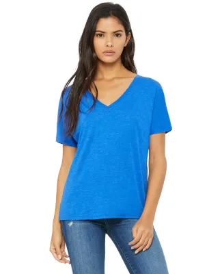 BELLA 8815 Womens Flowy V-Neck T-shirt in Tr royal triblnd