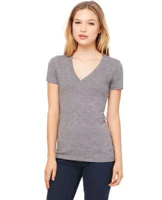 BELLA 8435 Womens Fitted Tri-blend Deep V T-shirt in Grey triblend
