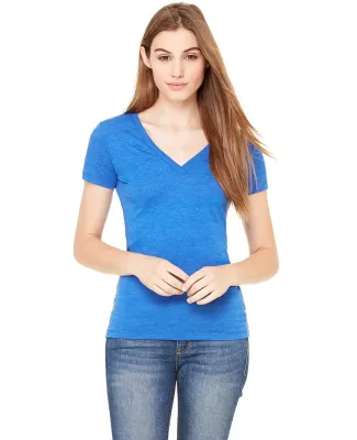 BELLA 8435 Womens Fitted Tri-blend Deep V T-shirt in Tr royal triblnd