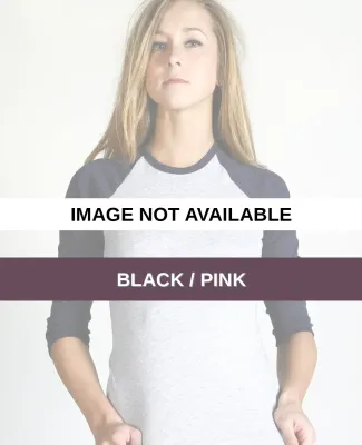 4353 American Apparel Girly Raglan 3/4 Sleeve T Black / Pink