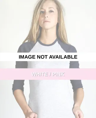 4353 American Apparel Girly Raglan 3/4 Sleeve T White / Pink