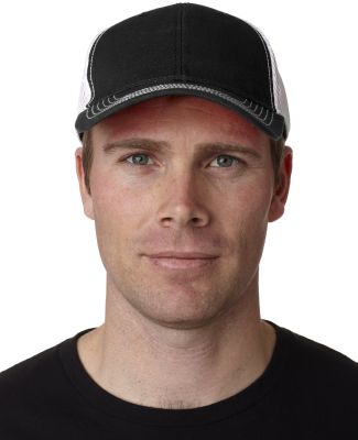 FA102 Adams Cotton Twill Fairway Cap in Black/ white