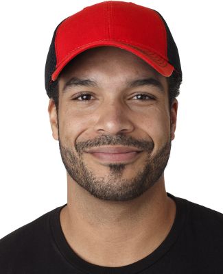 FA102 Adams Cotton Twill Fairway Cap in Red/ black