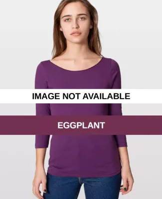 6344 American Apparel Sheer Jersey 3/4 Sleeve Boat Eggplant