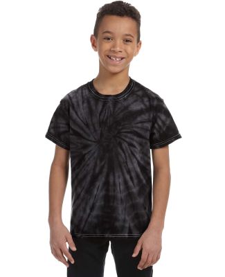 H1000b tie dye Youth Tie-Dyed Cotton Tee in Spider black