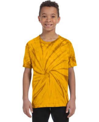 H1000b tie dye Youth Tie-Dyed Cotton Tee in Spider gold