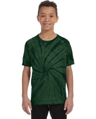 H1000b tie dye Youth Tie-Dyed Cotton Tee in Spider green