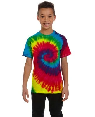 H1000b tie dye Youth Tie-Dyed Cotton Tee in Reactive rainbow