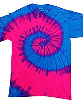 H1000b tie dye Youth Tie-Dyed Cotton Tee in Flo blue/ pink