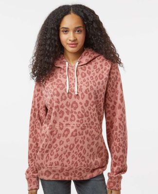 J8871 J-America Adult Tri-Blend Hooded Fleece in Dusty rose leopard triblend
