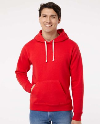 J8871 J-America Adult Tri-Blend Hooded Fleece in Red solid