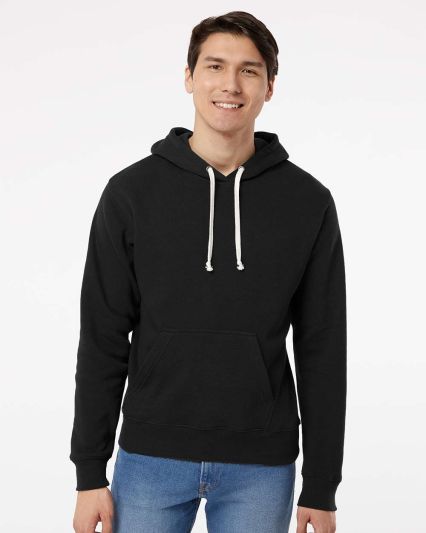 J8871 J-America Adult Tri-Blend Hooded Fleece in Black solid
