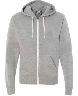 J8872 J-America Adult Tri-Blend Full-Zip Hooded Fl Grey Triblend