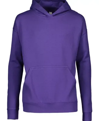 L2296 LA T Youth Fleece Hooded Pullover Sweatshirt in Purple