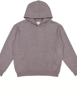 L2296 LA T Youth Fleece Hooded Pullover Sweatshirt in Granite heather