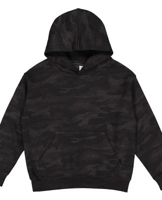 L2296 LA T Youth Fleece Hooded Pullover Sweatshirt in Storm camo