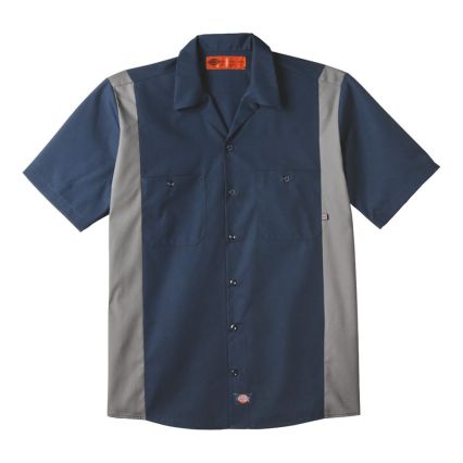 LS524 Dickies Adult Industrial Color Block Shirt in Dark navy/ smoke