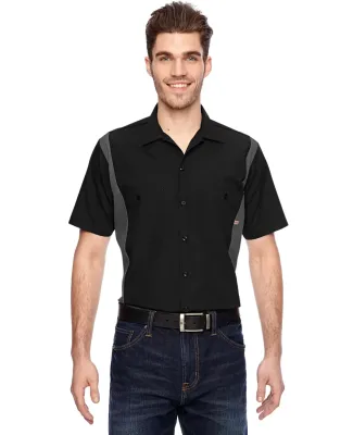 LS524 Dickies Adult Industrial Color Block Shirt BLACK/ CHARCOAL
