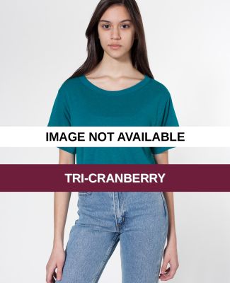 TR480 American Apparel Tri-Blend Short Sleeve Crop Tri-Cranberry