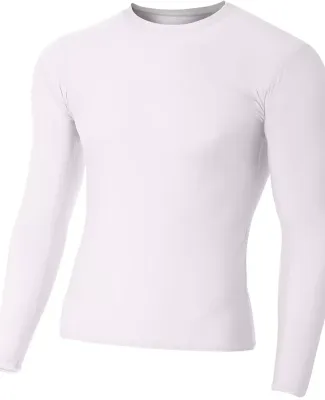 N3133 A4 Long Sleeve Compression Crew WHITE