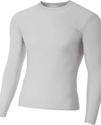N3133 A4 Long Sleeve Compression Crew SILVER