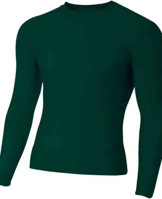 N3133 A4 Long Sleeve Compression Crew FOREST GREEN