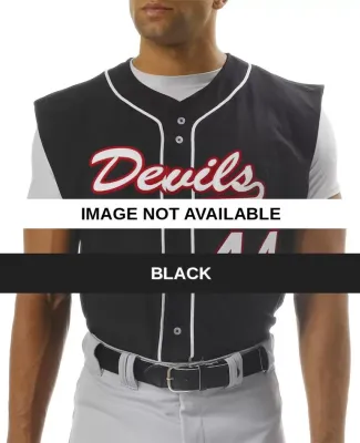 N4185 A4 Adult Sleeveless Full Button Baseball Top Black