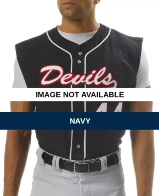 N4185 A4 Adult Sleeveless Full Button Baseball Top Navy
