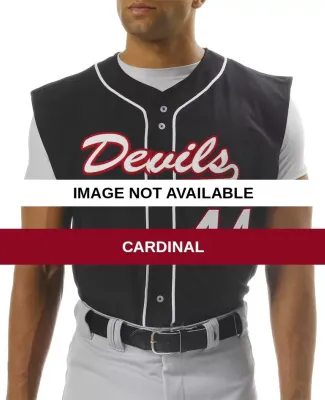 N4185 A4 Adult Sleeveless Full Button Baseball Top Cardinal
