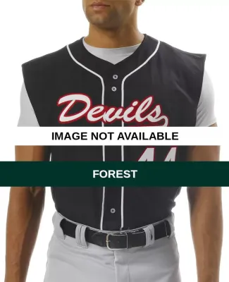 N4185 A4 Adult Sleeveless Full Button Baseball Top Forest