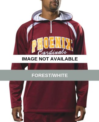 N4207 A4 Adult 1/4 Zip Hoodie Forest/White