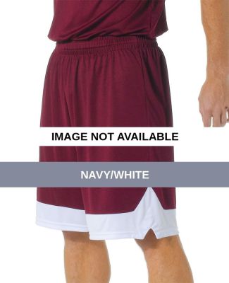 N5321 A4 Adult 9" Color Block Performance Short Navy/White