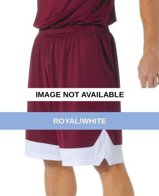 N5321 A4 Adult 9" Color Block Performance Short Royal/White