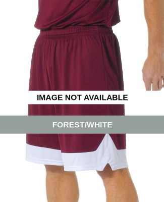 N5321 A4 Adult 9" Color Block Performance Short Forest/White
