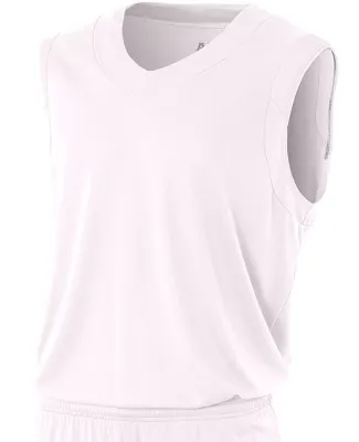 NB2340 A4 Youth Moisture Management V-neck Muscle WHITE