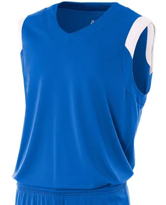 NB2340 A4 Youth Moisture Management V-neck Muscle ROYAL/ WHITE