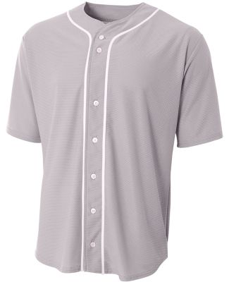 NB4184 A4 Youth Short Sleeve Full Button Baseball  in Grey